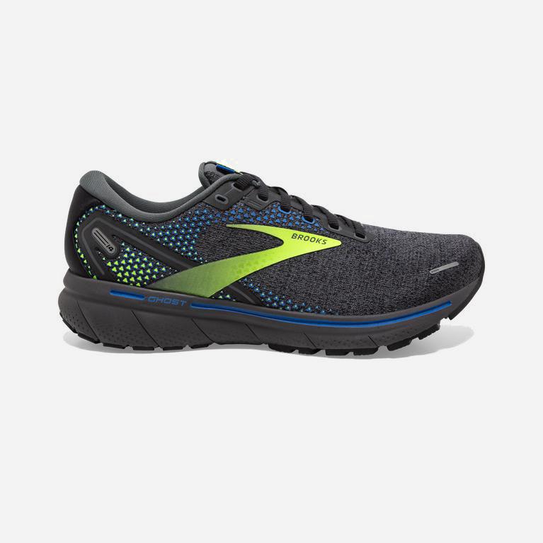 Brooks Ghost 14 Mens Cushioned Road Running Shoes - Black/Blue/GreenYellow/Nightlife - Philippines (